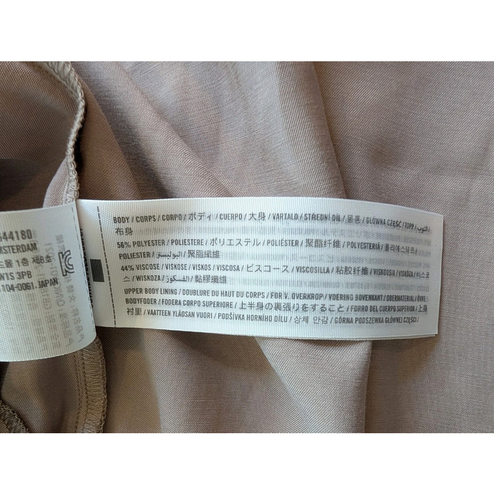 NEW Abercrombie & Fitch Emerson Satin Long Sleeve Mini Dress in Tan Large Tall - Picture 9 of 10